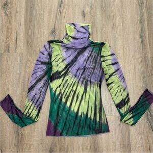 Tie-Dye Turtleneck Long Sleeve Top